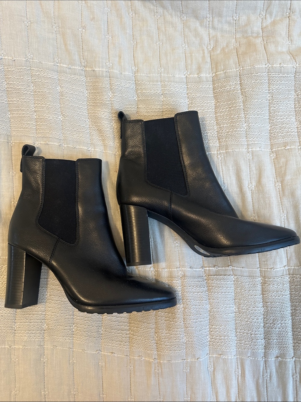 Ralph Lauren Black Chelsea Block-Heel Ankle Boots
